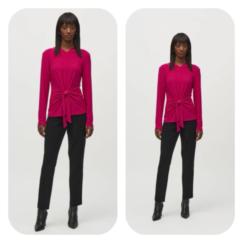 Joseph Ribkoff Berry V Neck Knotted Blouse